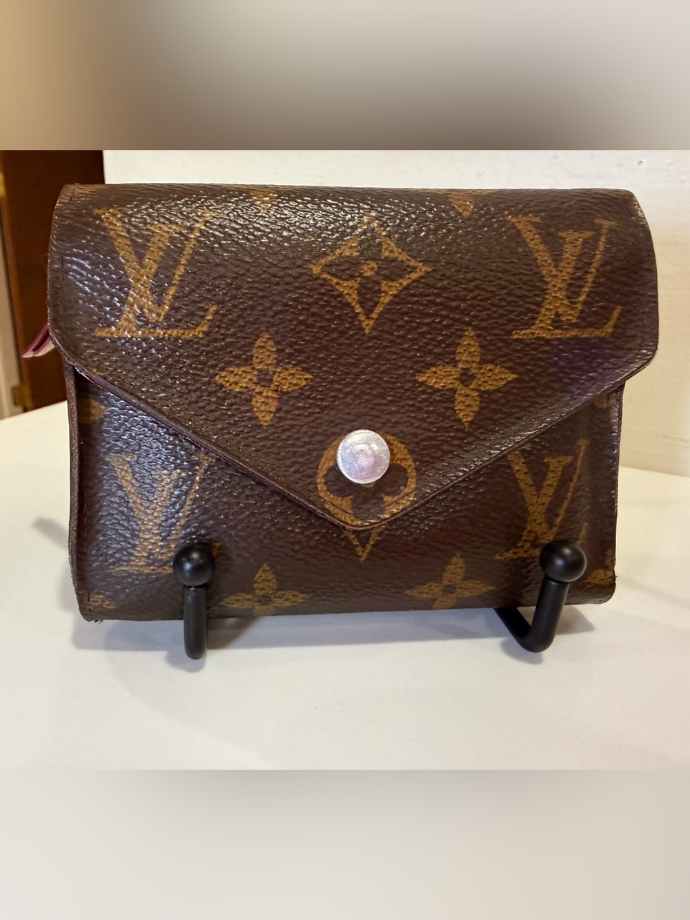 Louis Vuitton Monogram with Fuchsia Victorine Trifold Wallet